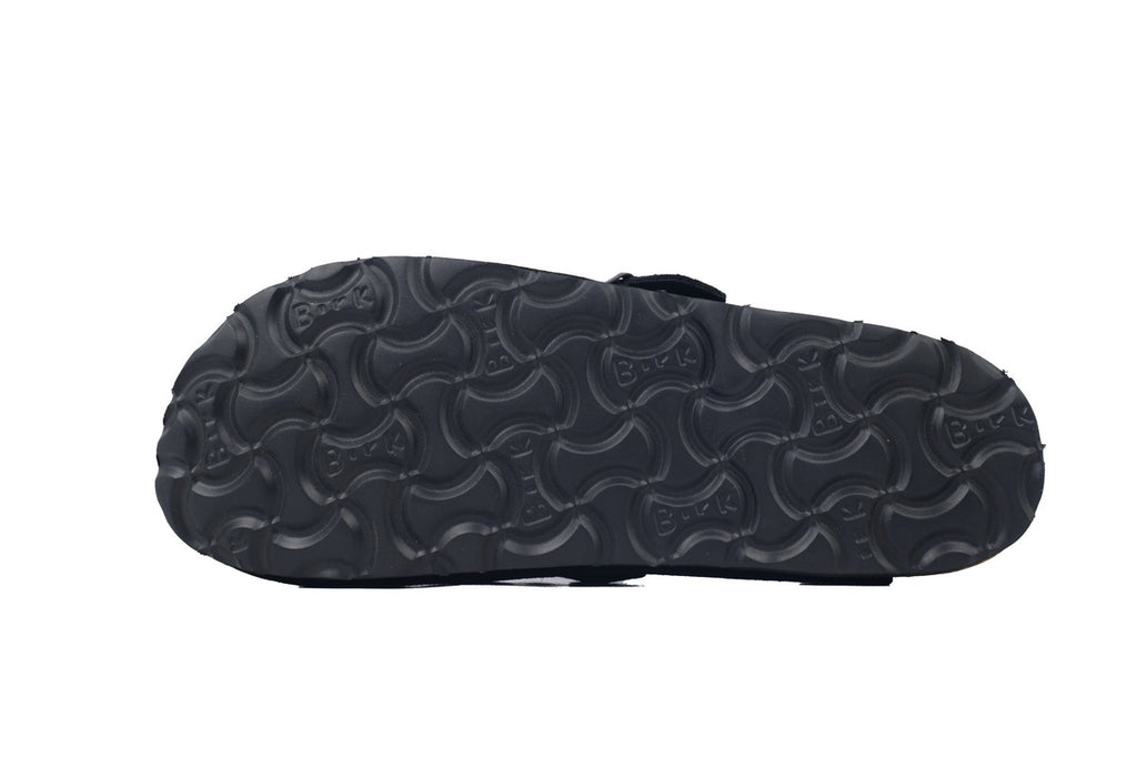 Footbed Black Velvet And Black Buckle
