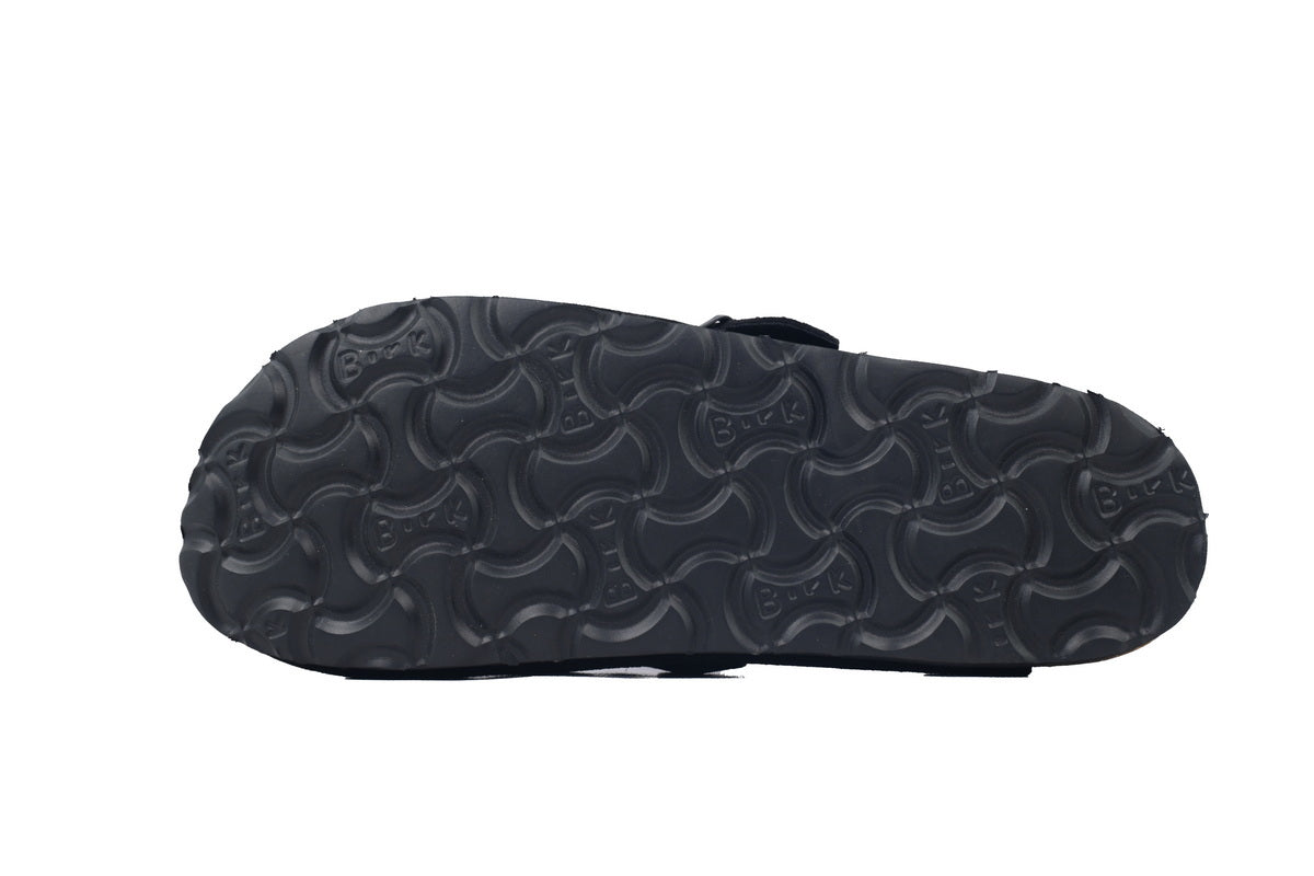 Footbed Black Velvet And Black Buckle