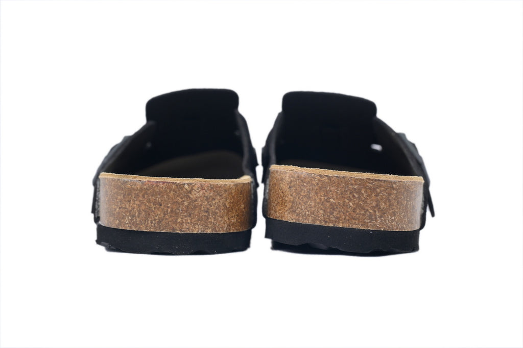 Footbed Black Velvet And Black Buckle