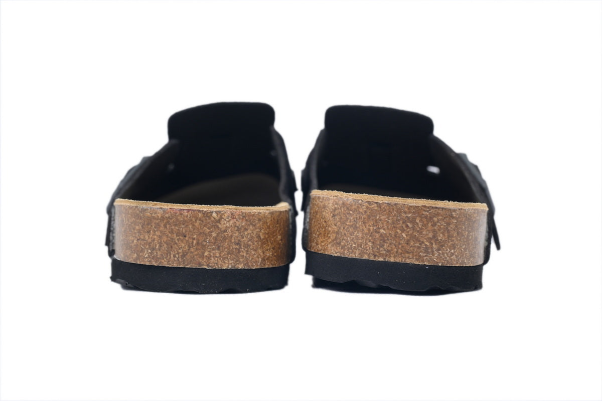 Footbed Black Velvet And Black Buckle